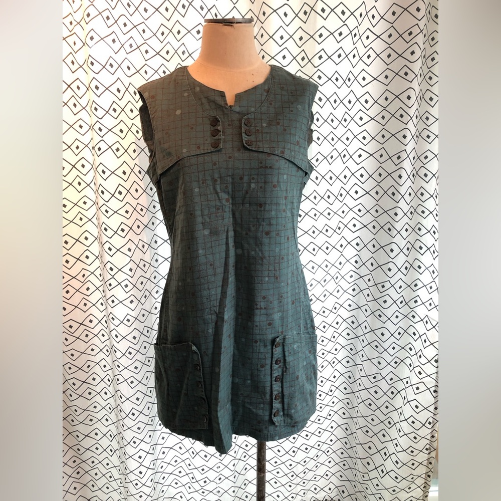 Skunkfunk Teal Green Mini Dress with Button Details